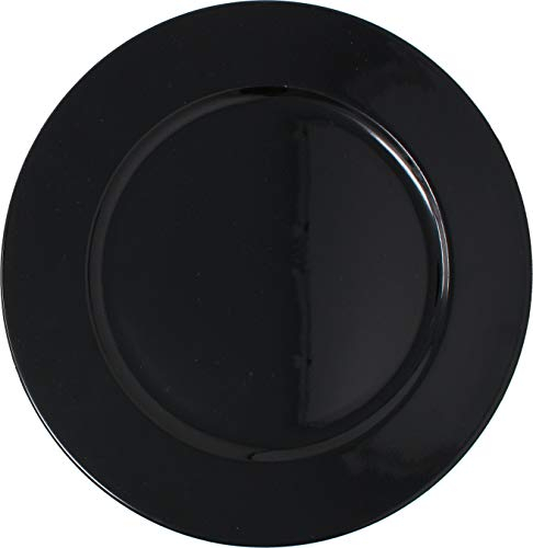 Ms Lovely Metallic Foil Charger Plates - Set of 6 - Made of Thick Plastic - Black