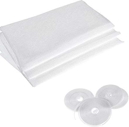 Zanzariera per finestre con 4 rotoli di nastro autoadesivo, kit di 3 zanzariere, 1,5 m x 1,3 m, bianco