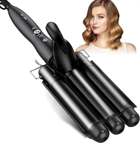 3 Barrel Curling Iron, 25mm Hair Waver Wand With Adjustable Temperature Control for Long or Short Styling, Large Wave Ceramic Wide Crimpers