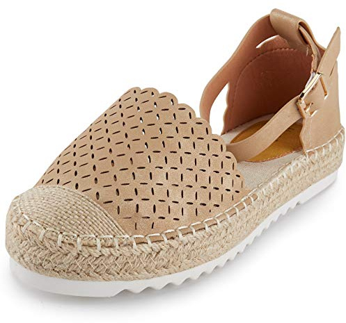Alexis Leroy Chaussures Évider de Femme Ete Espadrille Sandales Plateforme à Bout fermé Confort Beige 40 EU