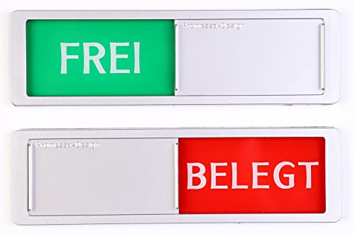 Schiebeschild Frei Belegt Alu-Optik Türschild Büro 17,5x5cm | Premium Türschild für Büro & WC. Schnelle, bohrfreie Montage dank vollflächigem Klebeband. Klare Rot-Grün-Anzeige.