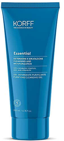 KORFF Essence Gel Detergente Viso, Texture Fresca, Arricchito con Zinco e Pantenolo, per Pelle Mista e Grassa, 200ml