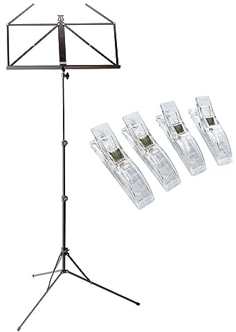 K&M 101 Notenständer Schwarz Notenpult + keepdrum Notenklammern 4 Stück