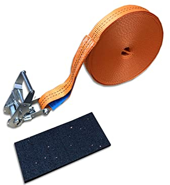 Spanngurt Druckratsche 20m, Bandbreite 35mm orange Poolgurt, Poolumreifung, Herbst-/Wintersicherung