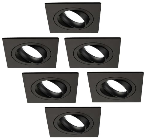 Ledvion 6er Set LED Einbaustrahler Schwarz 3W dimmbar Kaltweiss | Einbaumass Ø92mm; Fuer trockene Innenraeume wie Wohnzimmer Kueche und Flur; Integrierte LED Lichtquelle enthalten