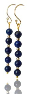 Lapislazuli Ohrringe, Blau Gold Farbe, Edelstein Ohrhänger, dunkelblau Perlen Hängeohrringe, zarte Ohrringe mit Stein, Lapislazuli Schmuck, Geschenk für Frauen