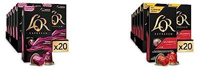 L'OR Espresso Cápsulas de Café India Orígenes | Intensidad 10 | 200 Cápsulas Compatibles Nespresso (R)* & Espresso Cápsulas de Café Splendente | Intensidad 7 | 200 Cápsulas Compatibles Nespresso (R)*