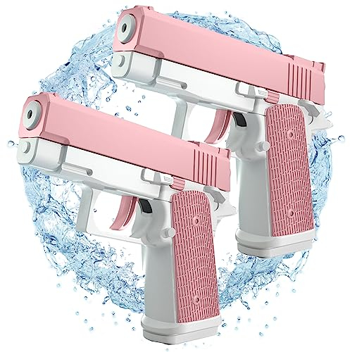 Pistola de Agua,2 Piezas Mini Pistolas de Agua,Water Pistol,Juguete Plástico de Pistolas de Agua,Pistolas de Agua para Niños,Piscina Al Aire Libre Lucha de Agua Juguetes de Playa(Rosa)