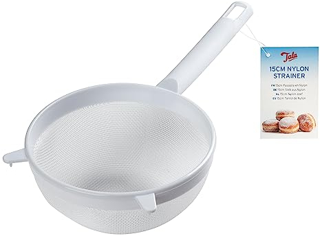 Tala Tamiz de nailon blanco de 15 cm, perfecto para colar, enjuagar y lavar una amplia selección de alimentos, incluyendo arroz, frijoles de pulso, ensalada, frutas y verduras, apto para lavavajillas