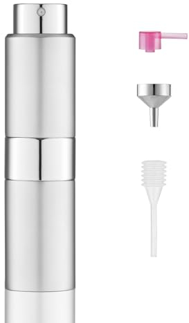 Toureal 20ml Spruzzino Profumo Ricaricabile, Vaporizzatore da Viaggio, Atomizzatore Nebulizzatore Profumo, Bottiglie Porta Profumo Spray (Argento)