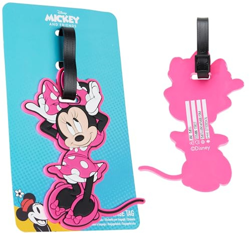 Disney Kofferanhänger für Flugreisen & Kreuzfahrten, Luggage Tag mit Adresse & Name - Stitch Travel Essentials (Rosa Minnie)