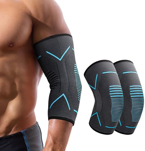Molsdon Elbow Support for Men Women, 2 Pack Elbow Brace Compression Sleeves Support for Tennis, Golfers, Tendonitis, Weightlifting, Gym, Arthritis, Joint Pain Relief