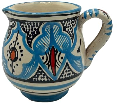 Brocca Caraffa Artigianale Marocchina in Terracotta Ceramica Etnica Marocco Lt. 0,5 Dipinta Mano 1804241111