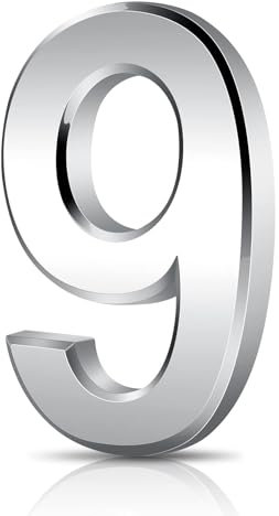 3 Inch Door Numbers, 3D Self Adhesive Mailbox Numbers 0-9, Address Numbers Waterproof House Numbers Street Number Stickers for House Mailbox Apartment Hotel Courtyard Cafe, Silver (Silver9)