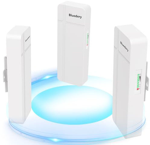 Point to Two Point Wireless Bridge for Starlink Internet, 3KM Outdoor 5.8G Network WiFi Bridges Extender CPE Access Point with 16DBi Antenna 2 100Mbps LAN Port 24V PoE Power Adapter Pack of 3