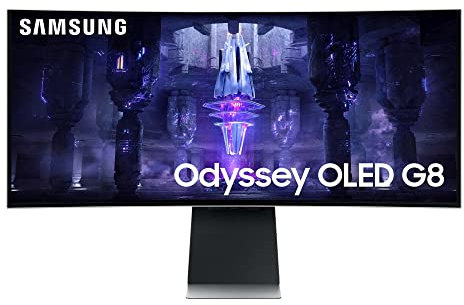 Samsung Monitor Gaming Odyssey OLED G8 LS34BG850SUXEN, Curvo 34, WQHD, 21:9, HDR10+, 175Hz, 0,03ms, Freesync Premium, HDMI, USB-C, Mini-DP, WiFi, Casse, HAS