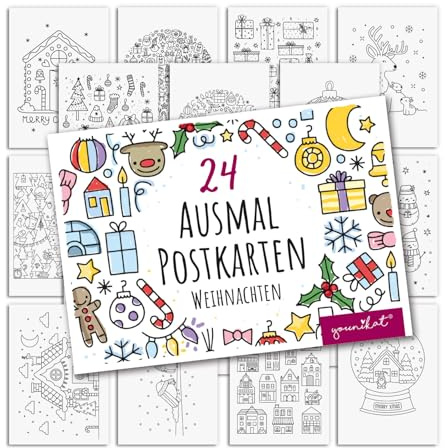 younikat Postales de Navidad para colorear I A6 I pack 24 - dv1531