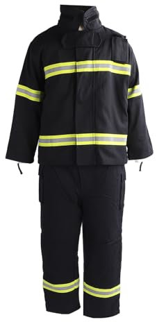 Tuta di Sicurezza Resistente Al Fuoco, Giacca e Pantaloni Termoisolanti a 4 Strati con Striscia Riflettente Ad Alta visibilità, Pantaloni Giacca Tuta Ignifuga Riflettente con