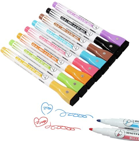 Whiteboard Marker Magnetisch, 8 Farben Tafelstifte Abwischbar White Board Marker Pens Multimarker Graffiti Marker Whiteboard Marker Mit Schwamm Whiteboard Set Whiteboard Stifte Abwischbar