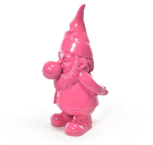Decor Space Nano da giardino per esterno in resina gnomo simpatico colore tinta unita h 43 cm (Rosa)