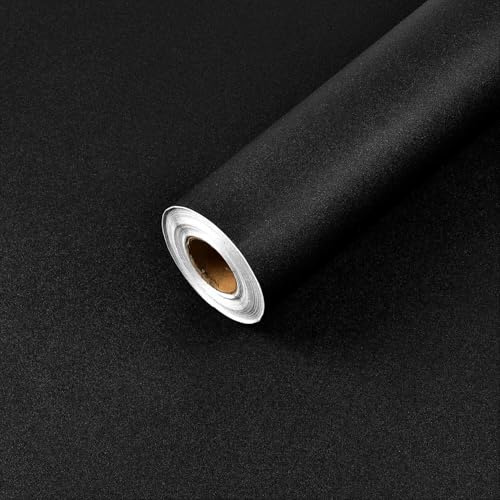 Amaowdc Papier peint autocollant noir en vinyle pour meubles, dos adhésif, imperméable, amovible, pour salon, chambre à coucher, 44,5 cm x 10 m