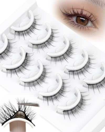 NatüRliche Wimpern Selbstklebend Wimpern Ohne Kleber Manga Lashes Wispy False Lashes 5 Pairs Pack Press On Lashes Weich Und Bequem by Obeyalash (L09) | Preglued Eye Lashes Manga No Glue Needed Self Adhesive Lashes Wispy Comfortable for All-Day Wear