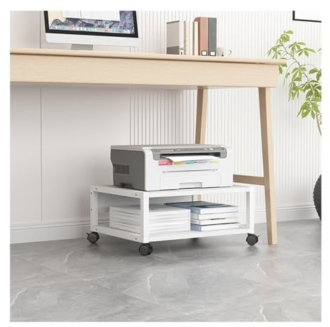 Druckerständer, 2 Ebenen unter dem Schreibtisch, Druckerständer, kleiner rollender, beweglicher Druckertisch mit 4 Rollen, Büro-Druckerregal for Mini-3D-Drucker, 50 x 40 x 25 cm Druckerwagen