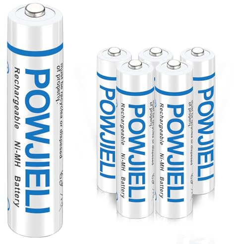 POWJIELI AAA Akku 1100mAh 6 Stück,Wiederaufladbare NI-MH Batterien mit geringer Selbstentladung, 1.2V vorgeladen Ideal für Solarleuchten, Gartenlampen, Spielzeug, LED-Lichterketten