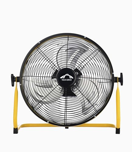 Tech Drive Floor Fan,12“ Battery Fan with Metal Blade and 360° Adjustable Tilting, Portable Operated,DC 5V Rechargeable Cordless Fan for Indoor and Camping Travel Outdoor,Power cord Not included