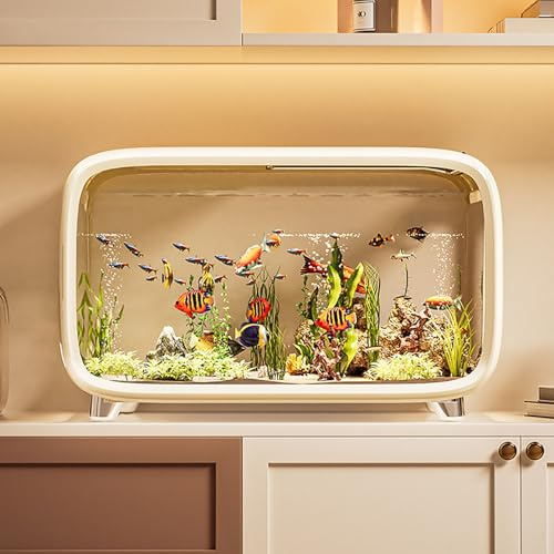Schildkrötenbecken, Acryl-Aquarium, Aquarium Komplett,Aquarium Kunststoff Für Aquaristik,kleines Aquarium Leicht Zu Reinigen Und Wasser Zu Wechseln(White)