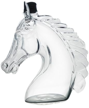 Sharplace Carafe à Whisky avec Bouchon en Forme de Cheval, multifonctionnelle, en Verre Transparent, Distributeur de Boissons pour la Maison, la Saint-Valentin, 1000 ML