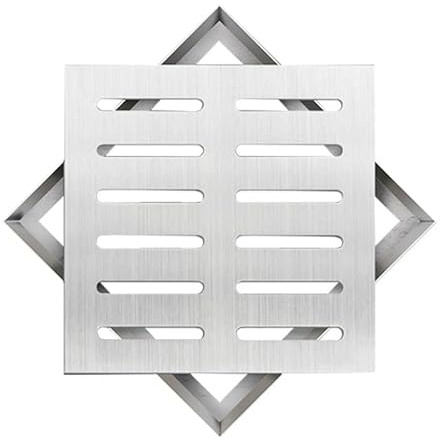 Griglia di scarico e telaio in acciaio inox, copertura drenante in metallo per esterni, per cortile, garage, pozzo in calcestruzzo, resistente griglia rettangolare (50 x 50 x 3 cm)
