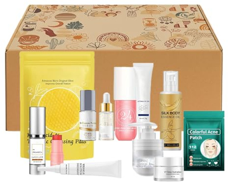 Evember Kit de Cuidado Facial | Productos Faciales de Limpieza Levantamiento e Hidratación | Detalles para Navidad Cumpleaños Fiestas, Regalos para Mujer Esposa Novia Madre en Casa o Viaje,Detalles