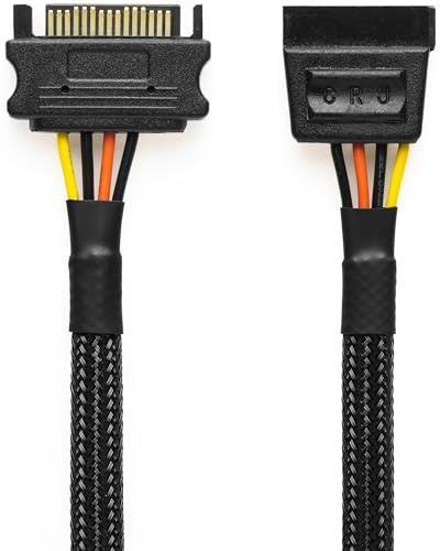 CRJ 15-Pin SATA Power Extension Cable - 39.4 (100cm), Black Sleeved - Extra Long SSD, HDD SATA Power Extension for ATX Power Supplies