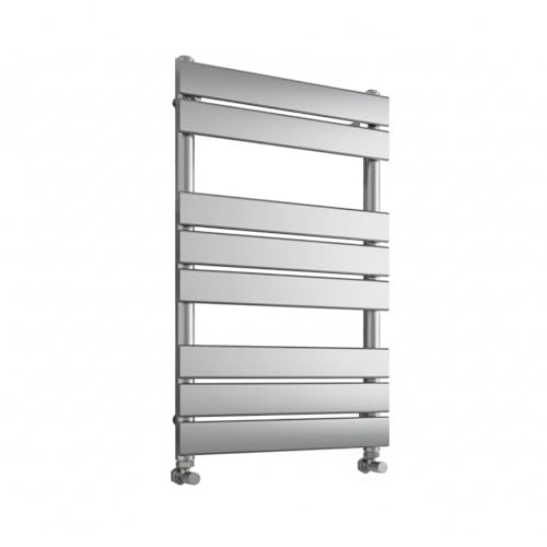 Greened House Richmond Heated Towel Rail Flat Panel Bathroom Towel Radiator Central Heating (Chrome, 500mm W x 800mm H)