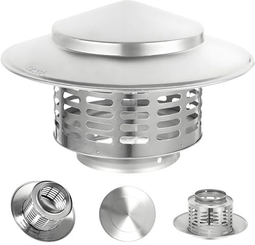 Tapa de chimenea de acero inoxidable 304, cubierta redonda para estufa de leña, ventilación de techo, cubierta de chimenea exterior, ajustable de 3 a 11.8 pulgadas