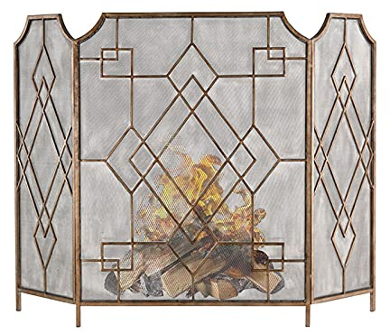 Pantallas decorativas para chimenea, pantalla plegable de 3 paneles para chimenea de gas o leña, ideal para sala de estar o dormitorio