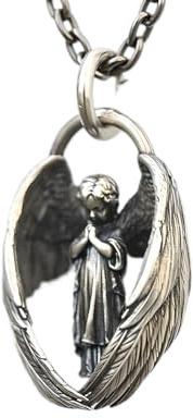 ZHSHYS Accessoire Argent Sterling Ailes d'ange Gardien Pendentif Boule de Cristal Archange Saint Gabriel Paladin Collier Hommes et Femmes Bijoux Amulette Chrétienne - Collier d'ange Gardien,