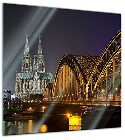 Bilderdepot24 Glasbild - Kölner Dom - 50 x 50 cm - Deko Glas - Wandbild aus Glas - Bild auf Glas - moderne Glasbilder - Glasfoto - Echtglas - kein Acryl - Handmade