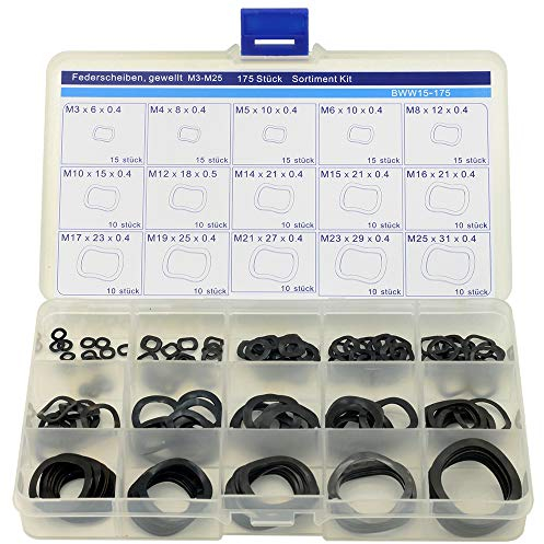 Assortiment de 175 rondelles à ressort ondulées M3-M25