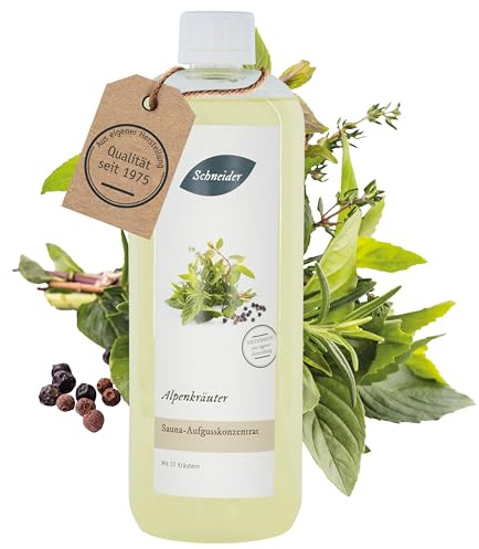 Saunabedarf Schneider Sauna Aufguss Konzentrat Alpenkräuter - 250ml, naturreine, ätherische Öle, wohltuender Saunaaufguss & langanhaltendes Dufterlebnis