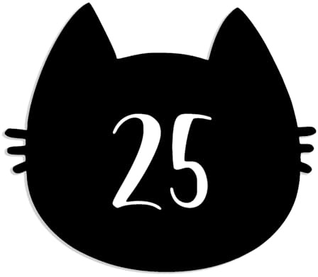DECOHO - Numéro Fantaisie Personnalisable pour Boite aux Lettres Couleur Noir Chiffres Blancs - Modèle Chat - Noir