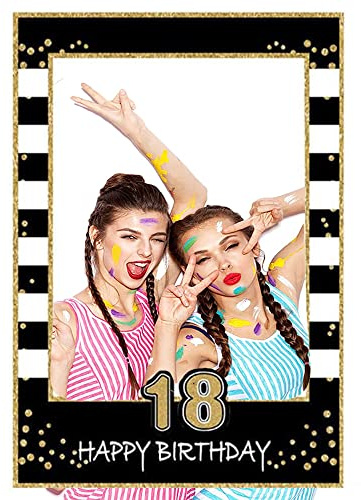 Selfie-Rahmen, Geburtstag Selfie Frame, 18. Geburtstagsfeier Photo Booth Requisiten, Aus Schwarzgold Selfies-Rahmen für Firmenveranstaltungen, Geburtstag, Hochzeit, Partys Dekorationen