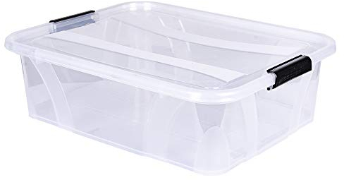 Aufbewahrungsbox + Deckel L 51 x B 38,5 x H 14,8 cm - 21 Liter transparent stapelbar | Transportbox transparent | Lebensmittelbox lebensmittelgeeignet | Kunststoffbox Lagerbox stapelbar