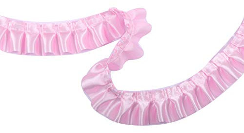 YYCRAFT 9,1 m Satin-Rüschenbesatz und Verzierungen, je Yard, 3,8 cm, Rosa