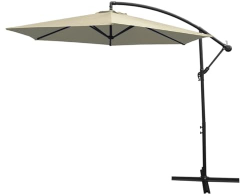 3m freitragender Sonnenschirm Freischwinger Gartenschirm mit Kippfunktion und Hülle im Set Creme