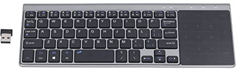 PUSOKEI Kabellose Tastatur, 2,4 G Ergonomische, Schlanke Tastatur mit Touchpad, Tragbare 59 Tasten PC Tastatur mit Ziffernblock, Externe Tastatur für PC Laptop TV