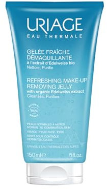 Uriage Gelée Démaquillante Rafraîchissante - Edelweiss Bio, Glycérine - Visage, Yeux - Nettoie, Rafraîchit - Hydrate, Apaise - pH Physiologique - 94% d’Ingrédients d’Origine Naturelle - 150ml