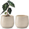 Oairse Durchmesser 15 cm 2er-Set Keramik Übertopf, Blumentöpfe mit Drainageloch-Silikonstopfen für Zimmerpflanzen, Retro-Dekoration für Gartenbehälter-Sets im Freien, Glasur Beige