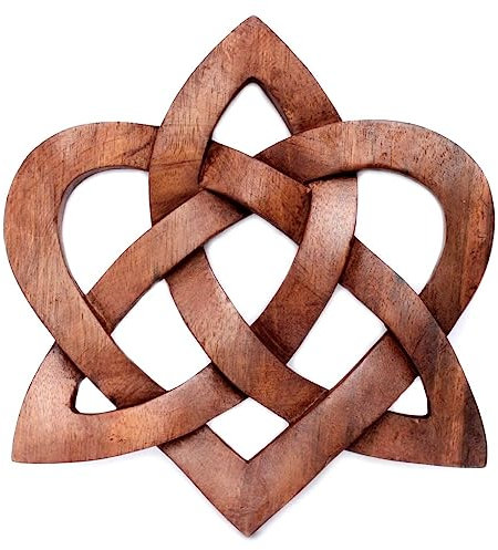 Windalf Celtic Holzbild MIA 29 cm Keltischer Liebesknoten Herz Wandrelief Handarbeit Holz